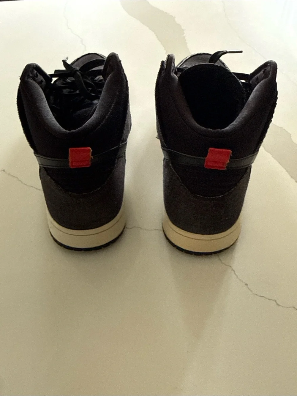 Nike Dunk High Comfort Black Denim Frayed Sneakers – Size 11 | Rare Find 🔥